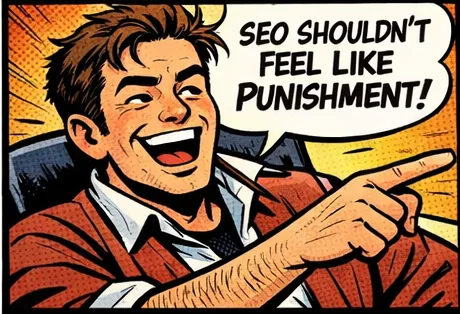 Happy marketer pointing at camera